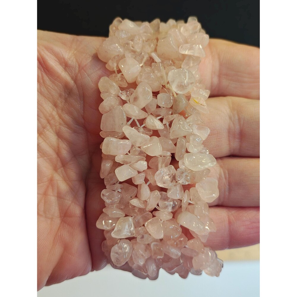 Natural Rose Quartz Gemstone Chip Stretch Bracelet